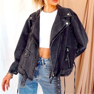 NWOT 12th Tribe Jet Setter Black Denim Women’s Jacket Size: Small